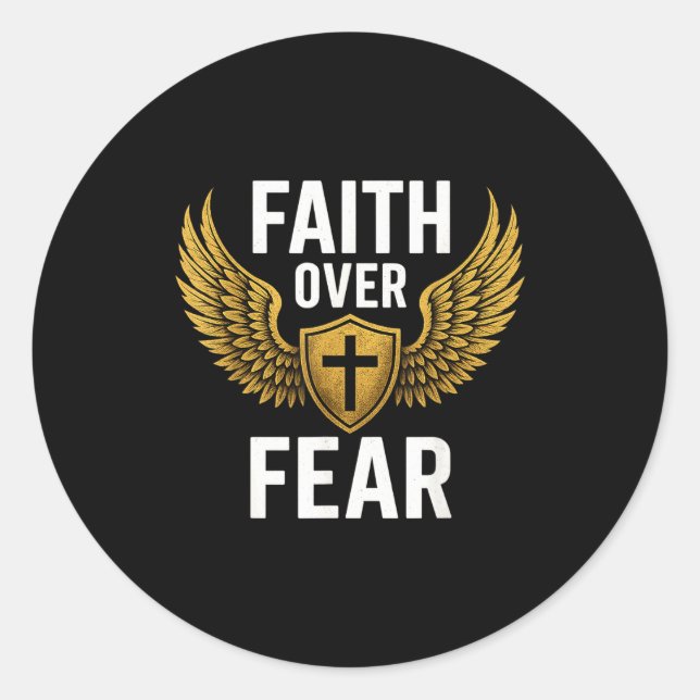 Pegatina Redonda Faith Over Fear Gold  (Anverso)