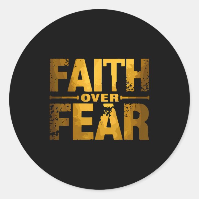 Pegatina Redonda Faith Over Fear Insrational Christian Quote  (Anverso)
