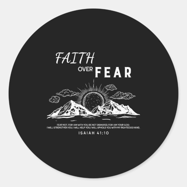 Pegatina Redonda Faith Over Fear - Isaiah 41_10 Bible Verse  (Anverso)