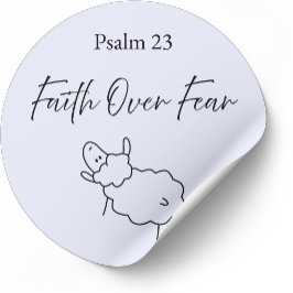 Pegatina Redonda Faith Over Fear Psalm 23 Christian Sticker 