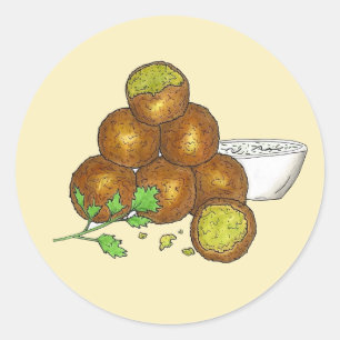 Pegatina Redonda Falafel Balls Chickpeas de Oriente Medio Egipcio