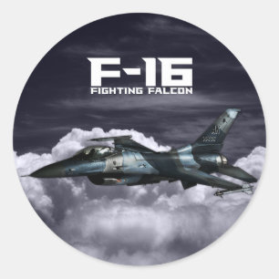 Pegatina Redonda Falcon de combate F-16
