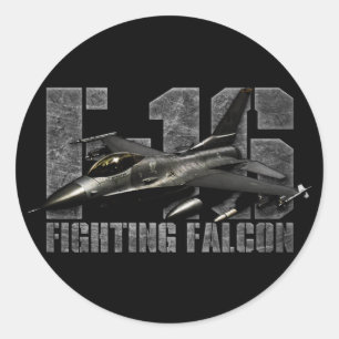 Pegatina Redonda Falcon de combate F-16