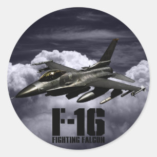 Pegatina Redonda Falcon de combate F-16