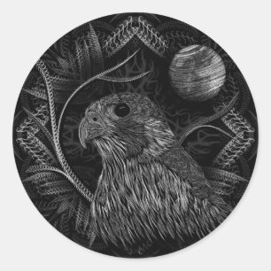 Pegatina Redonda Falcon Full Moon