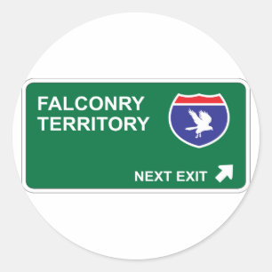 Pegatina Redonda Falconry Next Exit