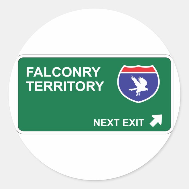 Pegatina Redonda Falconry Next Exit (Anverso)