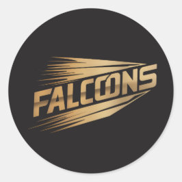Pegatina Redonda Falcons Golden Speed Typography Design