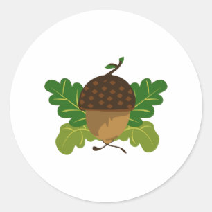 Pegatina Redonda Fall Acorn