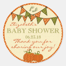 Pegatina Redonda Fall Baby Shower Gracias