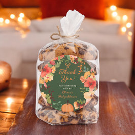 Pegatina Redonda Fall Bow Boho calabaza florida gracias a la ducha 