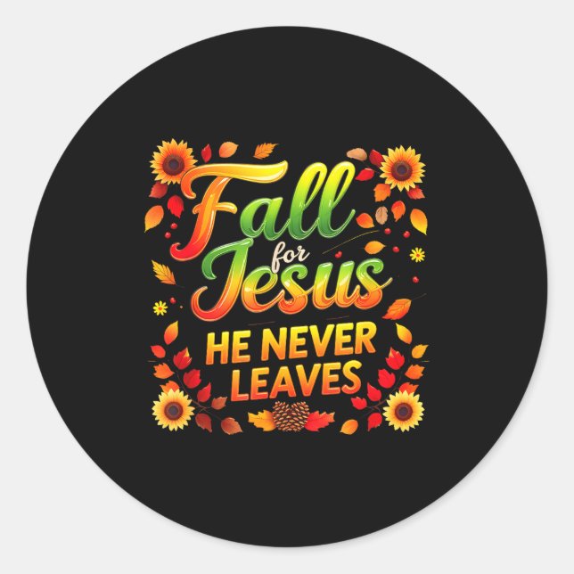 Pegatina Redonda Fall Christian Thanksgiving Autumn Jesus My Favour (Anverso)