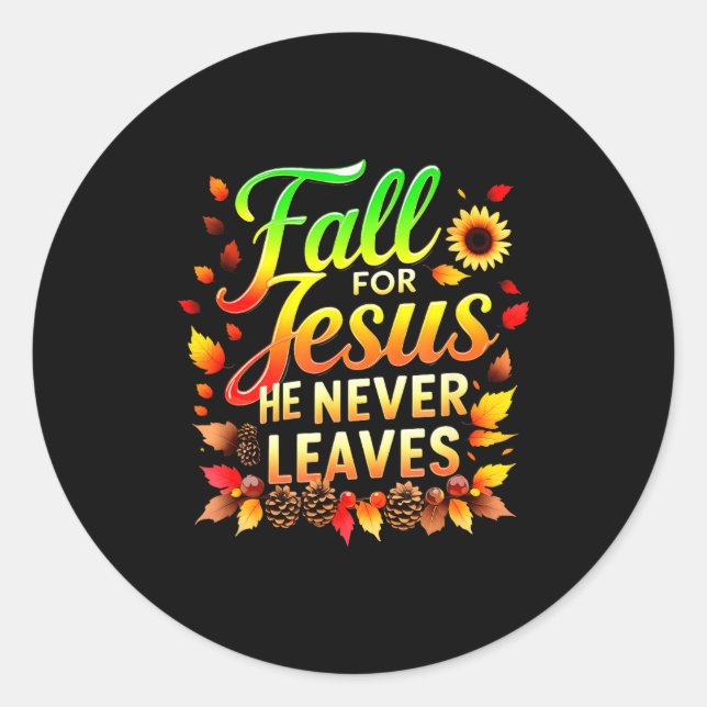 Pegatina Redonda Fall Christian Thanksgiving Jesus My Favourite Sea (Anverso)