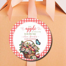 Pegatina Redonda Fall festividad plaid Apple tema Baby ducha