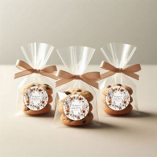 Pegatina Redonda Fall Floral Baby Shower