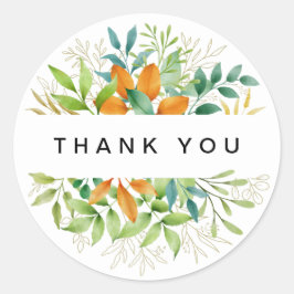 Pegatina Redonda Fall Foliage Greenerenery Baby Shower Gracias