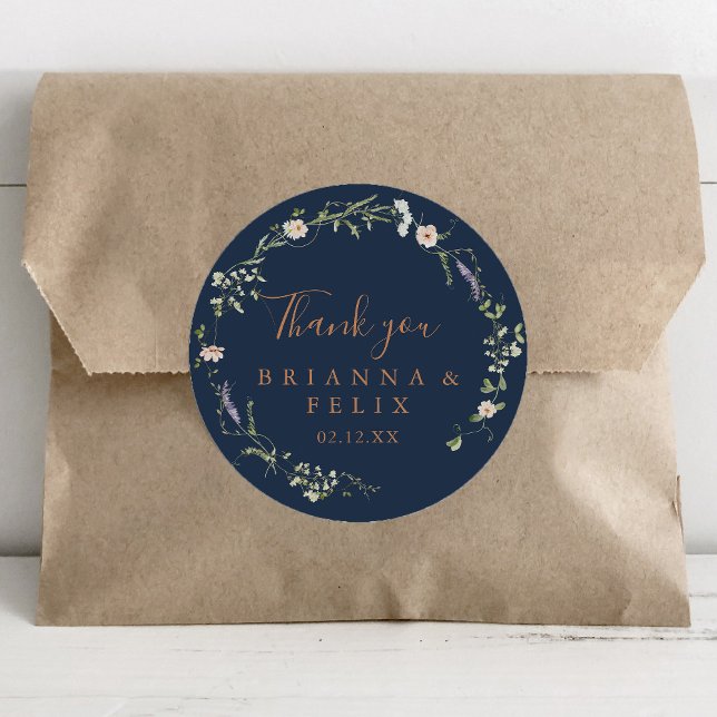Pegatina Redonda Fall Garden Wildflower Gracias a Boda Favor (Subido por el creador)