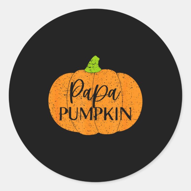 Pegatina Redonda Fall Halloween Thanksgiving Papa Pumpkin Soon To B (Anverso)