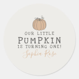 Pegatina Redonda Fall Little Pumpkin cumpleaños favor