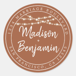 Pegatina Redonda Fall Love Rustic Lights TerraCotta Return Address