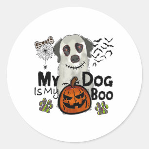 Pegatina Redonda Fall my Dog is my Boo Paw P