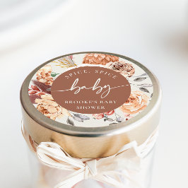 Pegatina Redonda Fall Pumpkin "Spice Spice Baby" Baby Shower