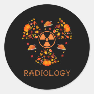 Pegatina Redonda Fall Radiology Tee Acción de Gracias Radiólogo Xra