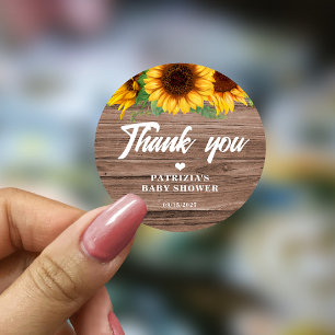 Pegatina Redonda Fall Sunflower BABY SHOWER