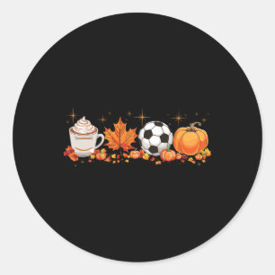 Pegatina Redonda Fall Vibes Calabaza Spice Soccer Halloween Otoño L