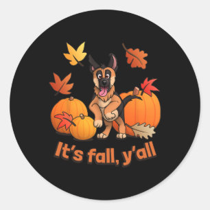 Pegatina Redonda Fall Yall German Shepherd Puppy