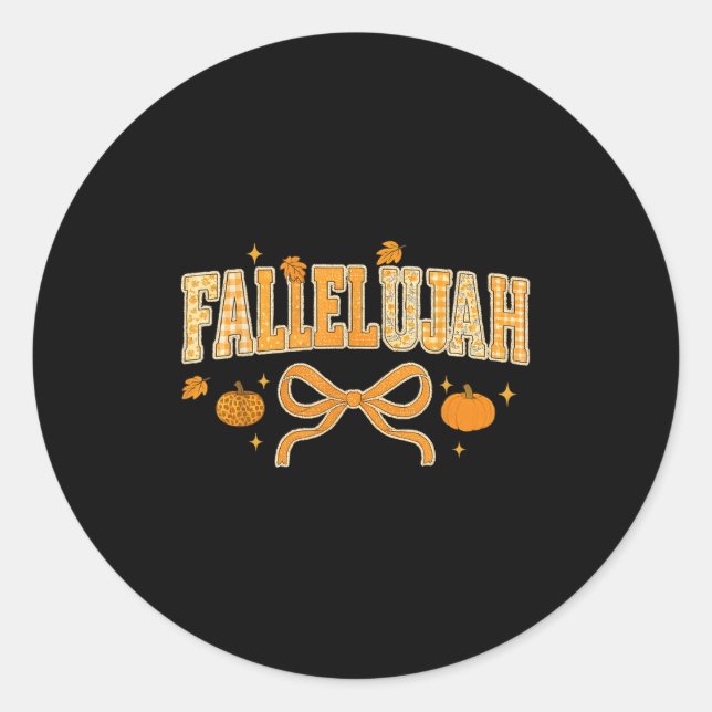 Pegatina Redonda Fallelujah Fall Autumn Leaves Womens Cute Distress (Anverso)