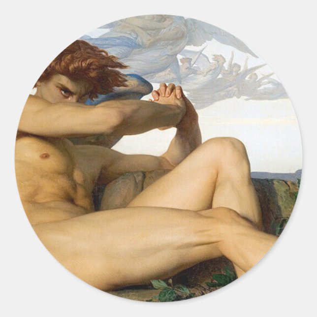 Pegatina Redonda Fallen Angel Alexandre Cabanel Original (Anverso)