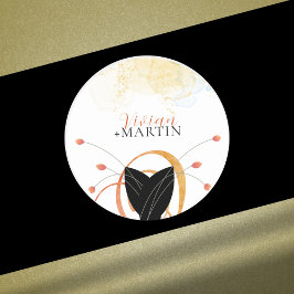 Pegatina Redonda Falling Melody Poetic Watercolor Wedding Sticker