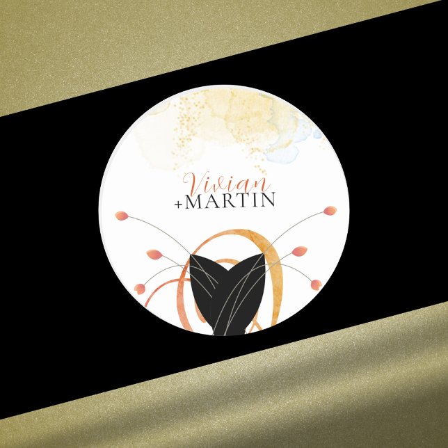 Pegatina Redonda Falling Melody Poetic Watercolor Wedding Sticker (Subido por el creador)