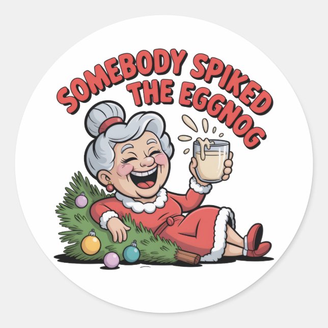 PEGATINA REDONDA FALLING ON THE CHRISTMAS TREE  (Anverso)