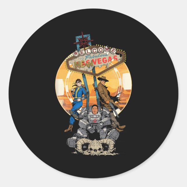 Pegatina Redonda Fallout - Welcome To Fabulous New Vegas  (Anverso)