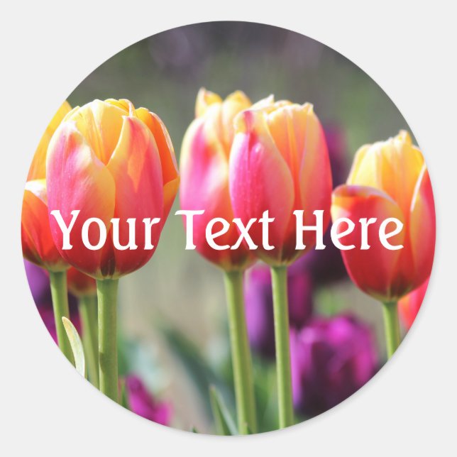 Pegatina Redonda Faln Tulips Aflame (Anverso)