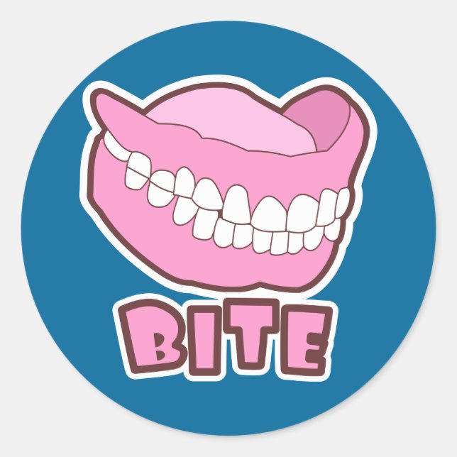 Pegatina Redonda Falsa teeth Dentures Bite (Anverso)