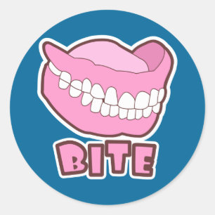Pegatina Redonda Falsa teeth Dentures Bite