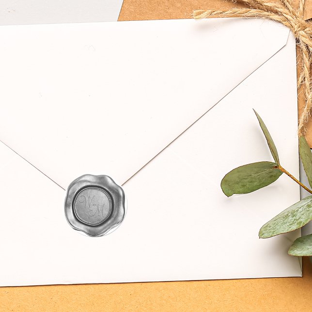 Pegatina Redonda Falsas iniciales de monograma de cera de plata (Subido por el creador)