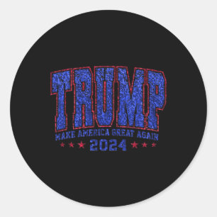 Pegatina Redonda Falsas secuelas del presidente Trump 2024 Make Ame