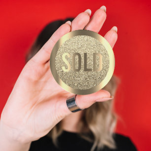 Pegatina Redonda Falso agente inmobiliario del oro de la sepia