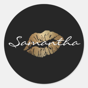 Pegatina Redonda Falso beso del oro del purpurina