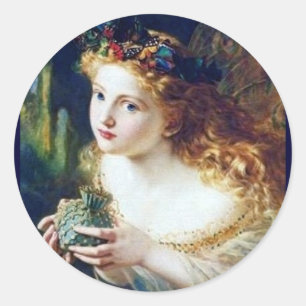 Pegatina Redonda falso pixie magia cuento de hadas fantasía chica b