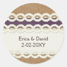 FalUX burlap y lace morada country