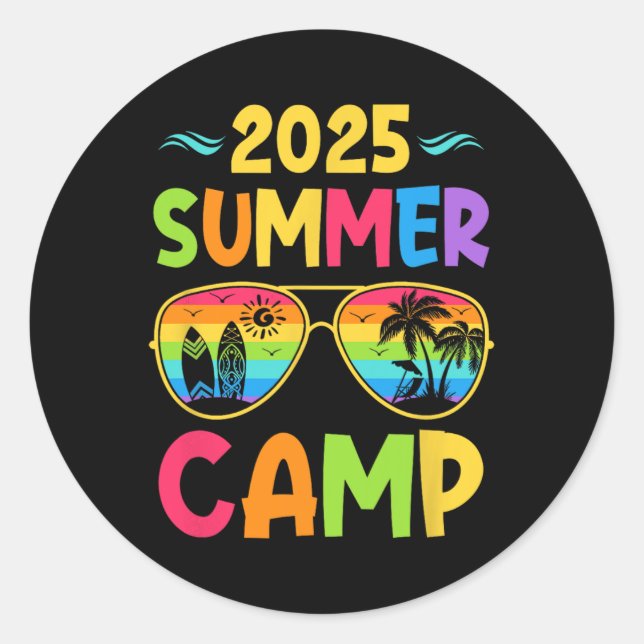 Pegatina Redonda Fama de partidos de vacaciones de verano de 2025 e (Anverso)