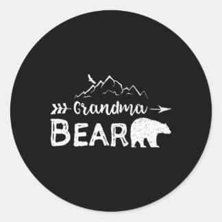 Pegatina Redonda Familia Abuela Oso