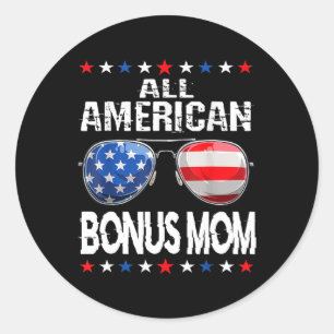 Pegatina Redonda Familia Americana Bonus Mom 4 De Julio Sungles