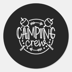 Pegatina Redonda Familia Camping Crew Campfire Campamento de Verano
