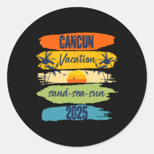 Pegatina Redonda Familia Cancun Mexico 2025 Summer Vacation Matchin